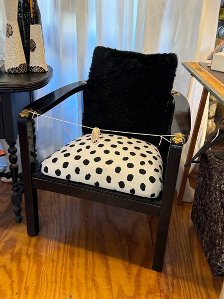 Vintage lacquer black and dot chairs