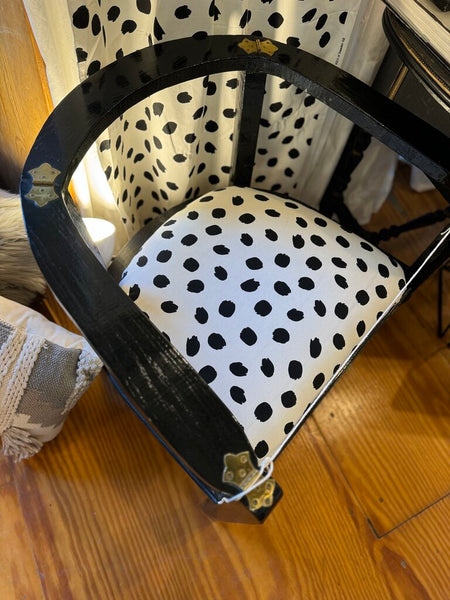 Vintage lacquer black and dot chairs