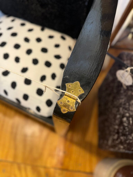 Vintage lacquer black and dot chairs