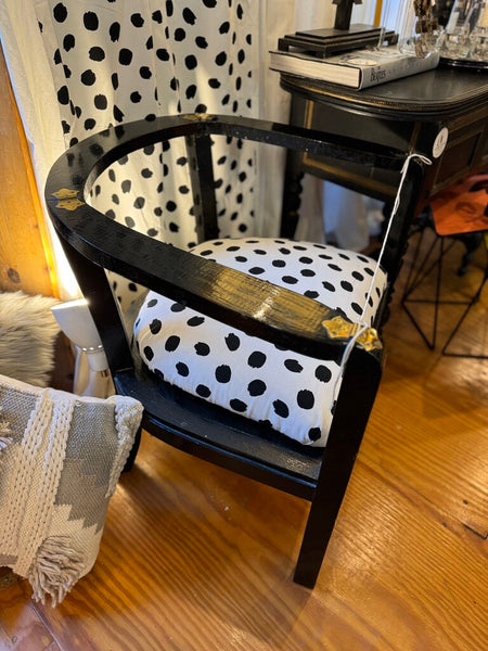 Vintage lacquer black and dot chairs
