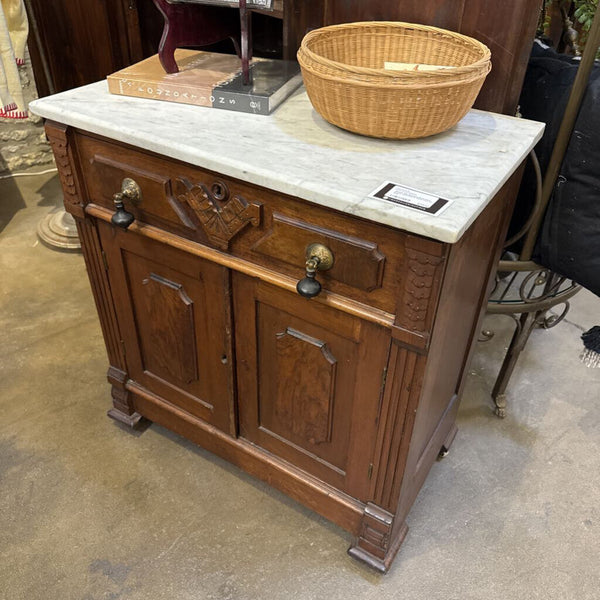 Marble Top Eastlake Style Dark Wood Commode In Store Pick Up Only 28.5w 16d 30t