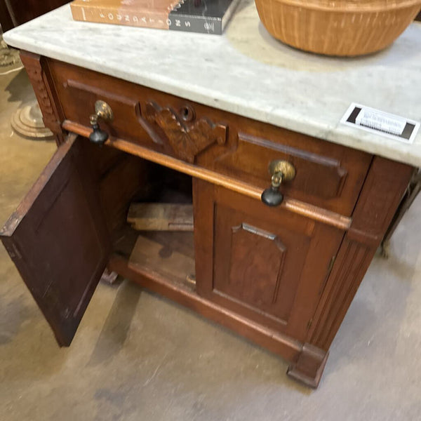Marble Top Eastlake Style Dark Wood Commode In Store Pick Up Only 28.5w 16d 30t