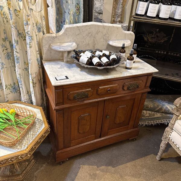 Marble Top Commode With High Back 2 Small Marble Shelves