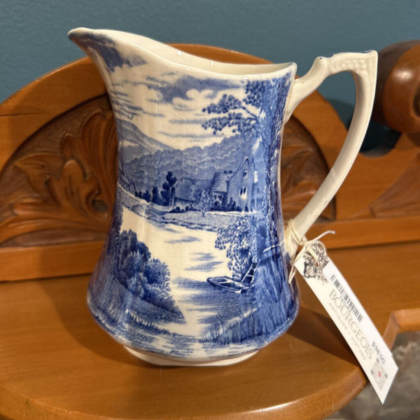 ALFRED MEAKIN TINTERN BLUE TRANSFERWARE PITCHER 7"