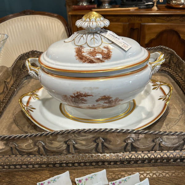 VINTAGE ALEGRE PORCELAIN SOUP TUREEN AND PLATTER SET MADE IN PORTUGAL