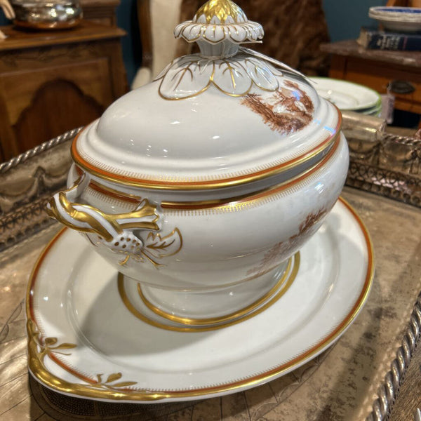 VINTAGE ALEGRE PORCELAIN SOUP TUREEN AND PLATTER SET MADE IN PORTUGAL