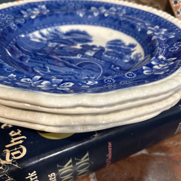ANTIQUE COPELAND SPODE BOWLS "TOWER" PATTERN WITH GADROON EDGE SET OF 4
