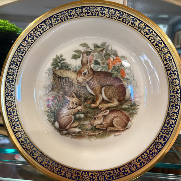 "WOODLAND WILDLIFE" COTTON TAIL RABBITS PLATE 10.5" 1975