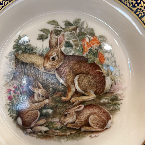 "WOODLAND WILDLIFE" COTTON TAIL RABBITS PLATE 10.5" 1975