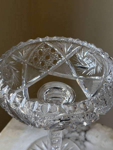 1446 American Brilliant Pedestal Crystal Candy Dish
