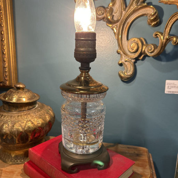 WATERFORD CRYSTAL/BRASS LAMP HAND CRAFTED IN IRELAND 8"