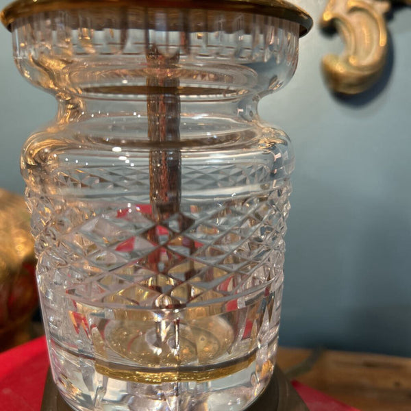 WATERFORD CRYSTAL/BRASS LAMP HAND CRAFTED IN IRELAND 8"