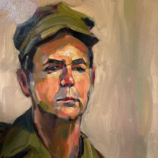 OIL PAINTING OF MALE IN MILITARY CLOTHES 20" x 24.5"