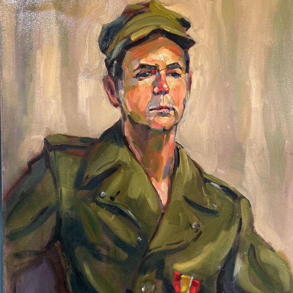 OIL PAINTING OF MALE IN MILITARY CLOTHES 20" x 24.5"