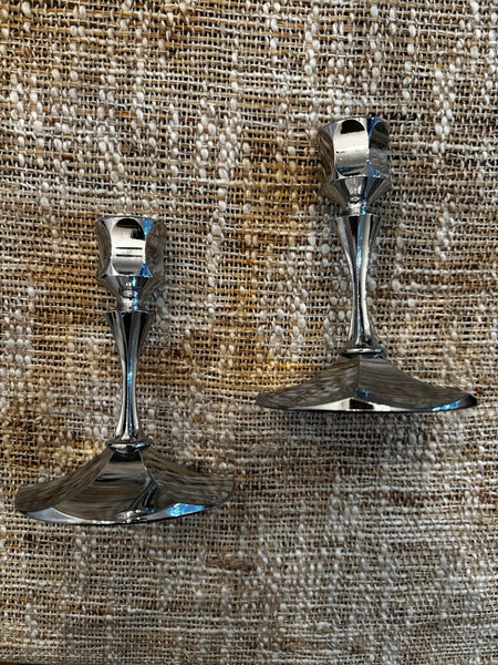 Pair Of Vintage IRVINWARE Chrome Candle Stick Holder
