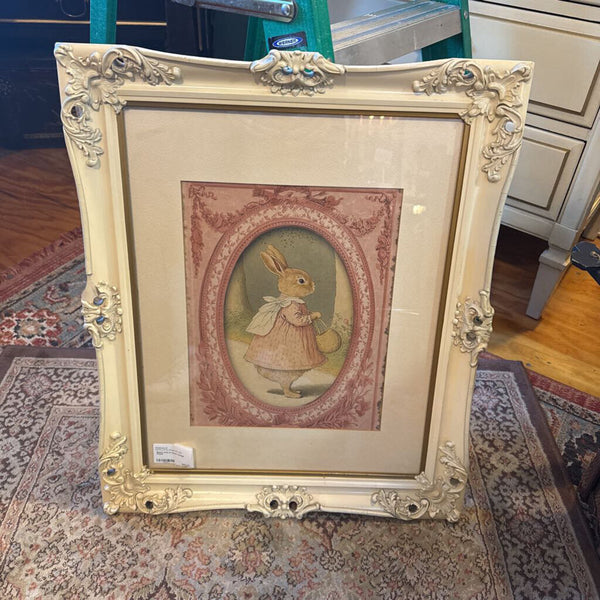 Bunny Print in Cream vintage Frame