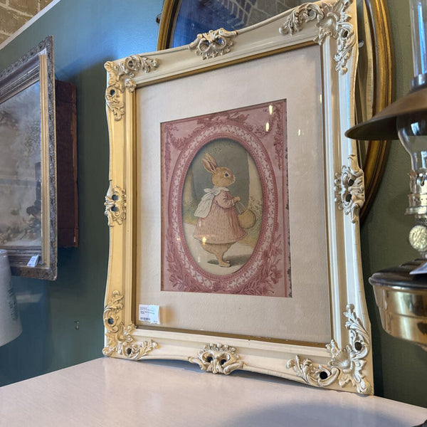 Bunny Print in Cream vintage Frame