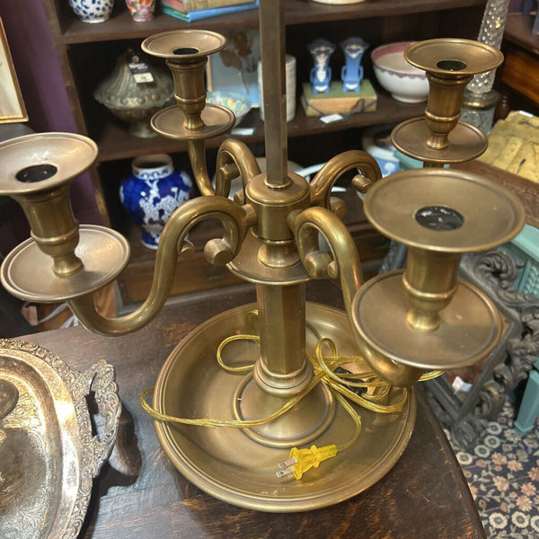 Vintage Heavy Bronze Bouillotte Style Lamp w. Shade
