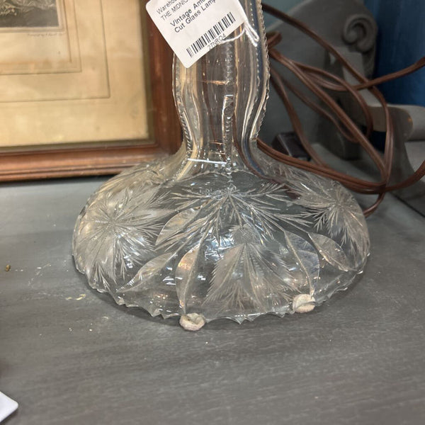 Vintage American Brilliant Period Cut Glass Lamp Late 19th C