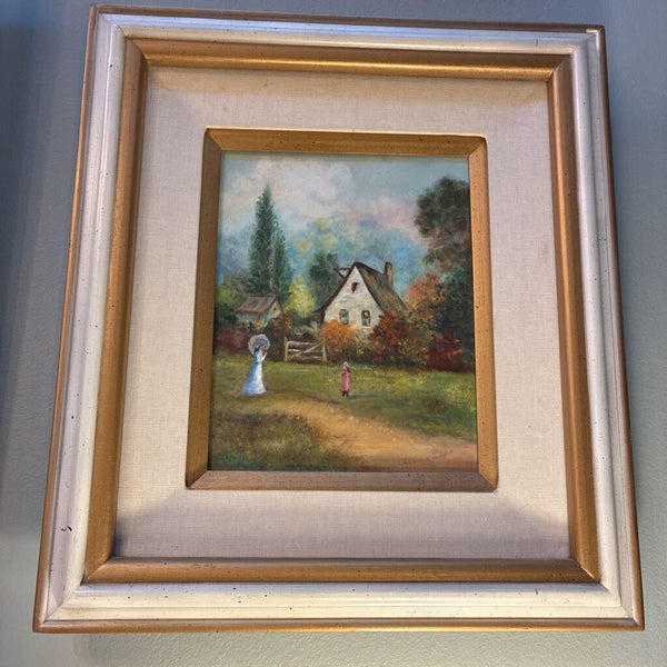Vintage Cottage Oil Painting