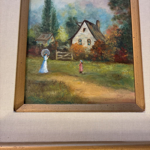 Vintage Cottage Oil Painting