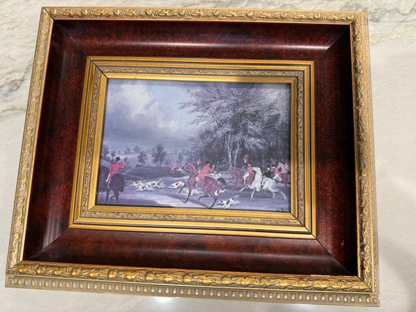 Vintage equestrian print 10 x 13 - great frame