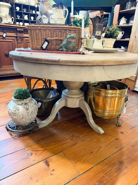 Rustic Wood Round Table 28H 47W IN STORE PICKUP ONLY