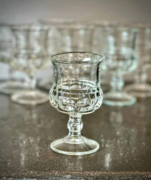 SET OF (8) 4 1/2” FRANCISCAN THUMB PRINT CLARET/CORDIAL GLASSES