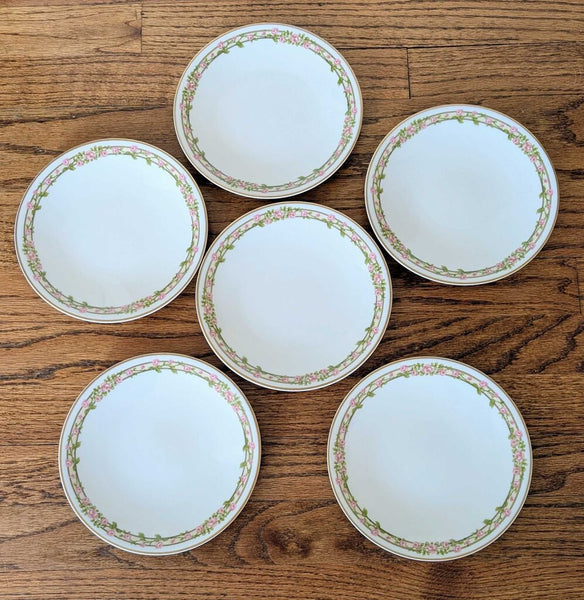 VTG Pink Floral Limoges French Salad Plates 6/Set