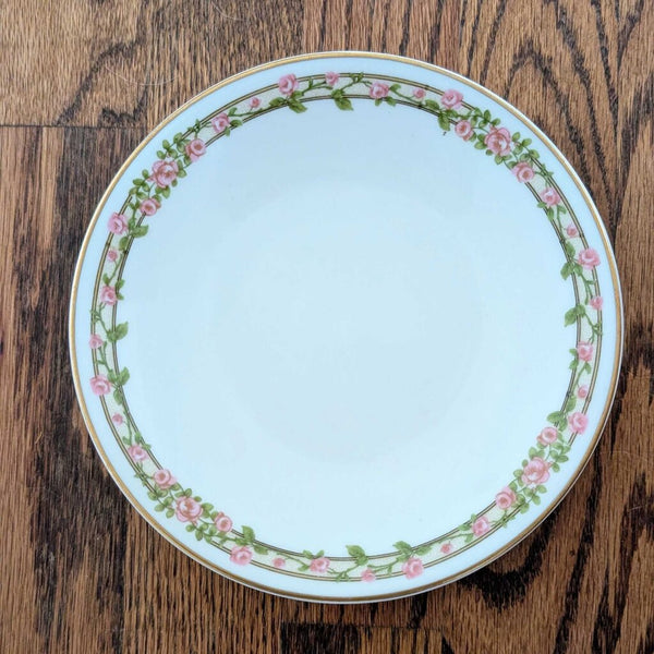 VTG Pink Floral Limoges French Salad Plates 6/Set