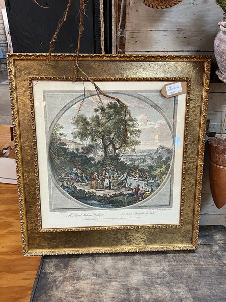 Vintage "The Rural Italian's Wedding" Framed Print~ 26.5" w x 28.25" t