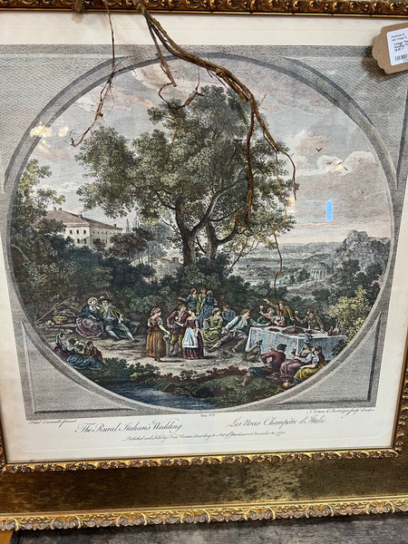 Vintage "The Rural Italian's Wedding" Framed Print~ 26.5" w x 28.25" t