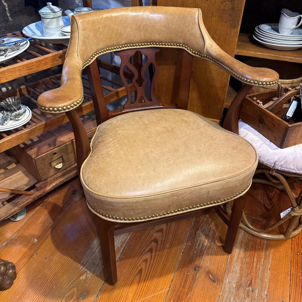 Pair Leather Nailhead Chairs 29W 32H 24D IN STORE PICKUP ONLY