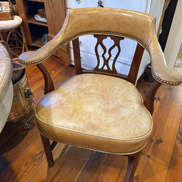 Pair Leather Nailhead Chairs 29W 32H 24D IN STORE PICKUP ONLY