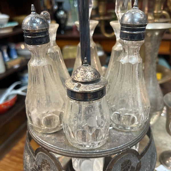 Antique Silver Plated Cruet Set (as found)