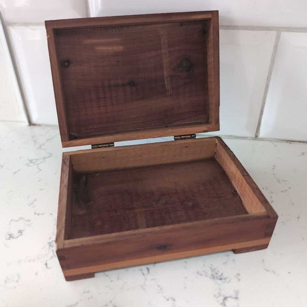 Small Vintage Cedar Lidded Box 4x5