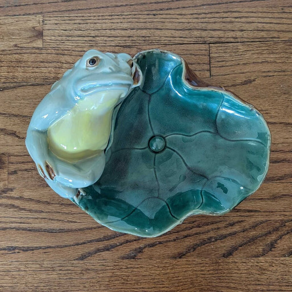 VTG Majolica Frog & Lily Pad Ex. cond. 13x10x10