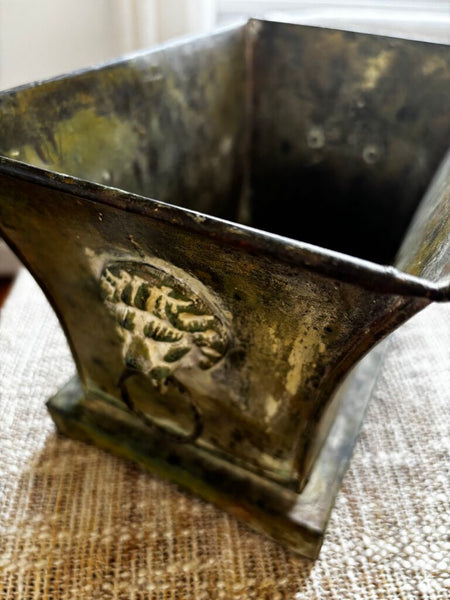 Metal Planter w/Lion Head Ring Handles