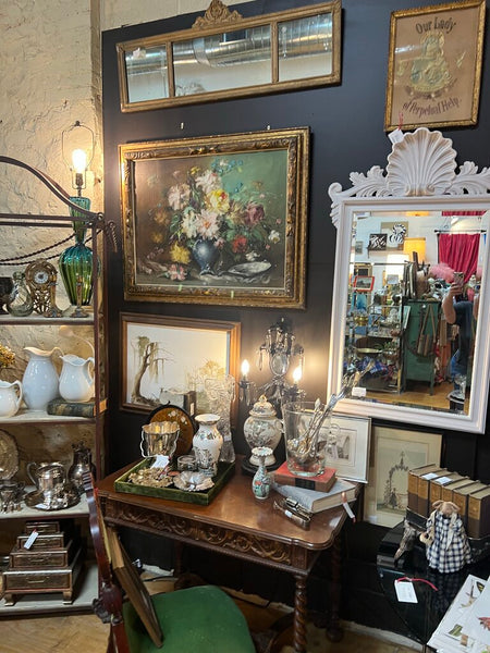 Vintage Signed Floral Oil Painting 36x31