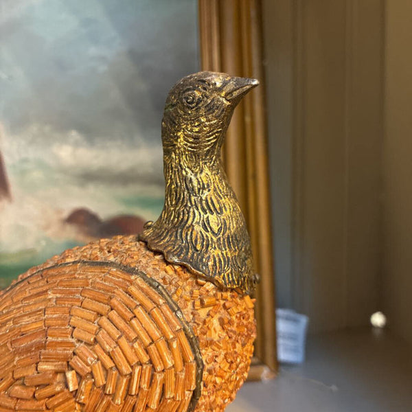 Vintage Mixed Art Bird w/ Beads/Brass 6" x 5"