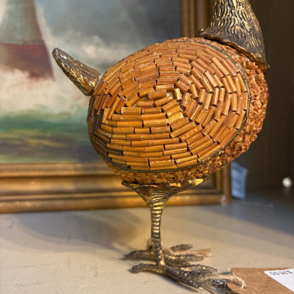 Vintage Mixed Art Bird w/ Beads/Brass 6" x 5"