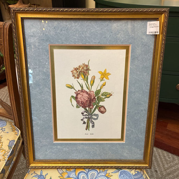 Vintage Floral Art w/ Blue Matte