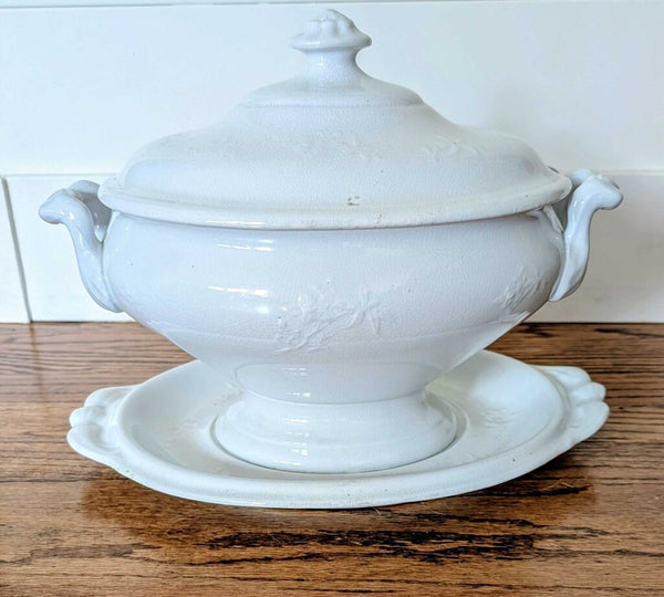 Beautiful Antique Ironstone Tureen w/Underplate 14x8
