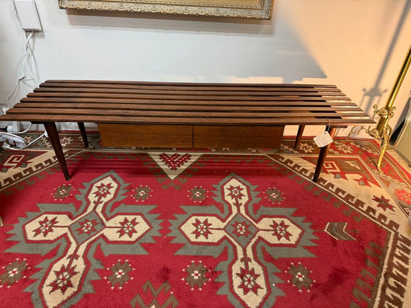 MCM Slat Bench with Drawer 60"l x 18"w x 14.4"h Pick Up Only W1924