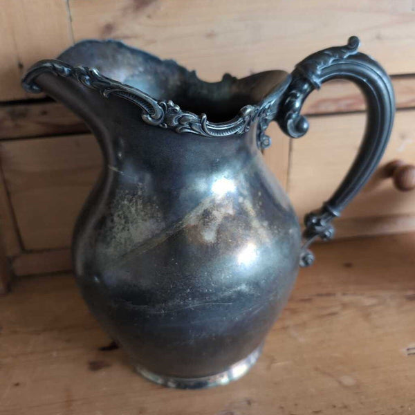 Antique Water Pitcher from Wilcox - Heavily Tarnished Quadruple Silver Plate. Ornate Features 10 i. Monogrammed with "K"