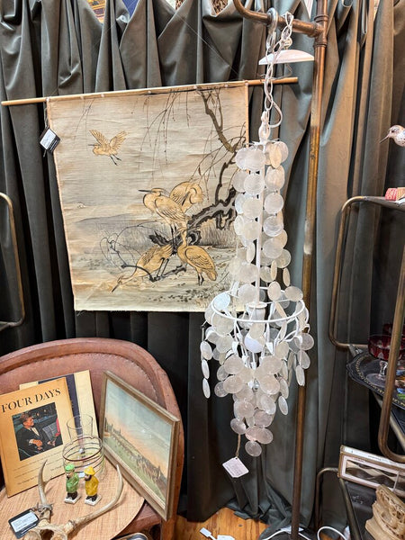 Revitalized Vintage Chandelier with Capiz Shells W0385 3.5'h x 15"w and 24" adjustable chain