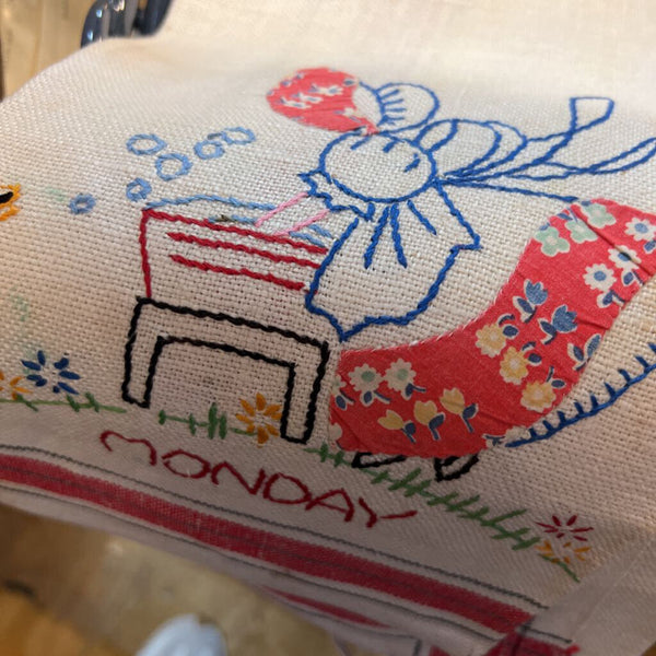 Vintage Hand Embroidered Day of the Week Tea Towels