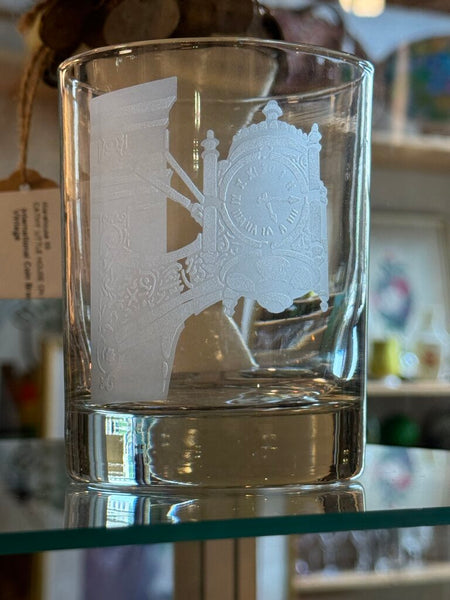 Set of 6 signed Marshall field's etched includes Chicago art museum, field's clock, marina towers, Picasso, Hancock building , Chicago water tower
