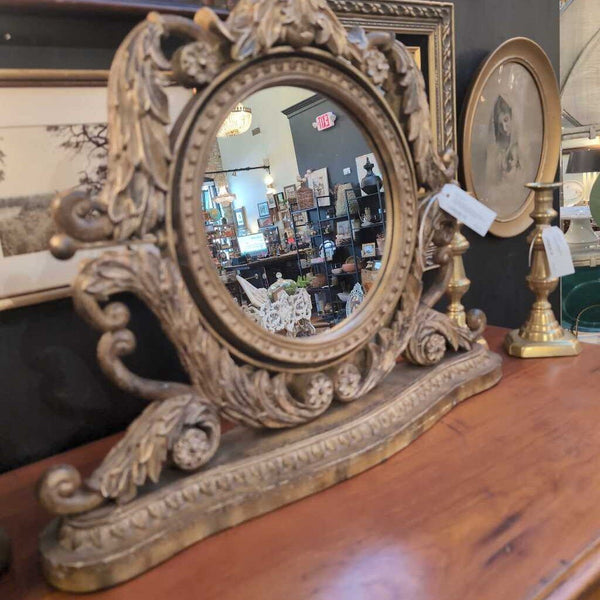 Vintage Repro Rococo Style Large Gold Swing Dresser Mirror -23x22. IN STORE PICKUP