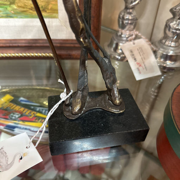 Vintage Bronze Brutalist Abstract Golfer Sculpture Marble Base 13" Tall